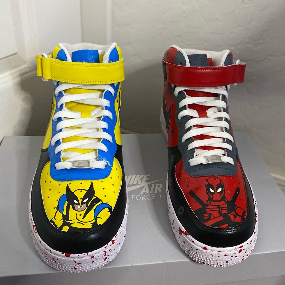 Custom Deadpool & Wolverine Air Force 1s